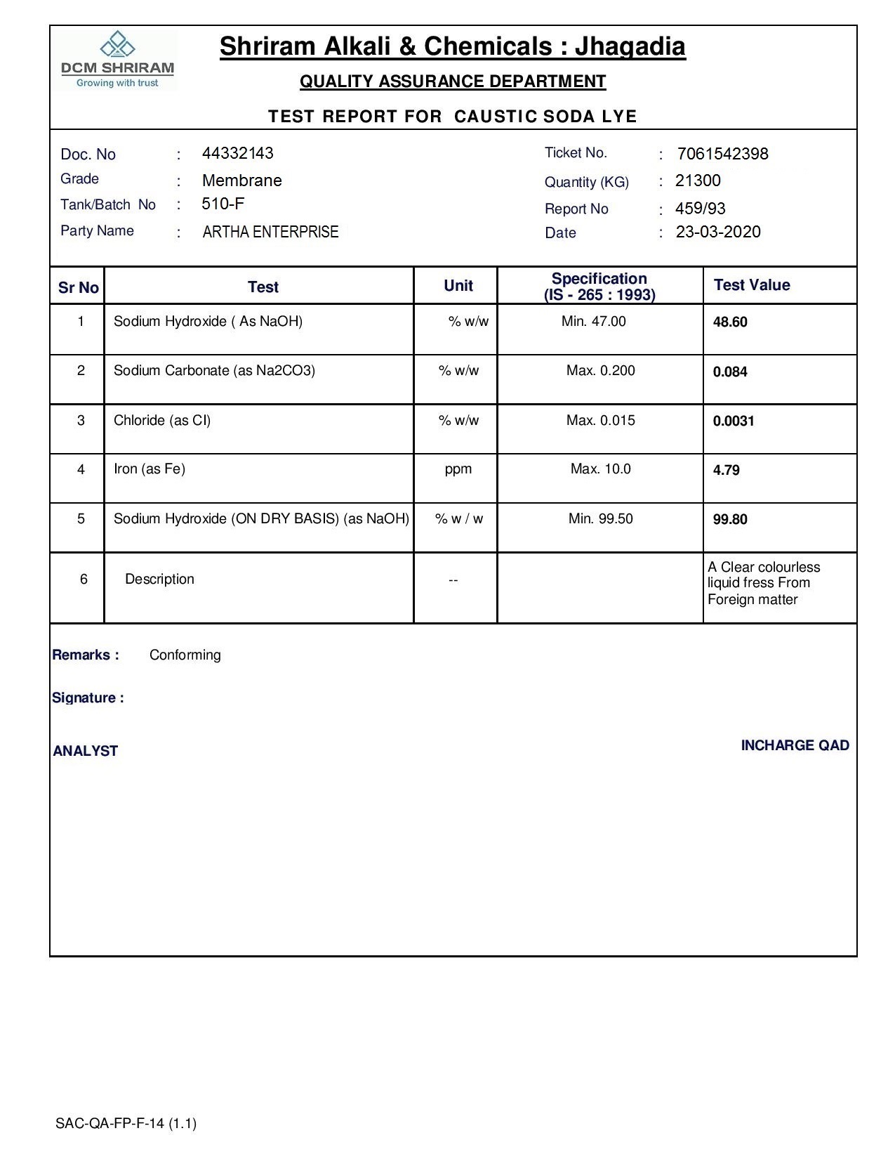 Caustic Soda Lye